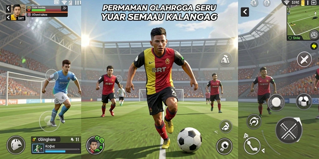 Tangkapan layar gameplay <strong>5RT</strong> menunjukkan aksi seru di lapangan.