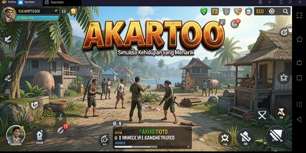 Tampilan gameplay menampilkan pengalaman simulasi interaktif di AKARTOTO.
