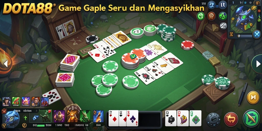 Screenshot gameplay DOTA88 yang menampilkan keseruan bermain Gaple.