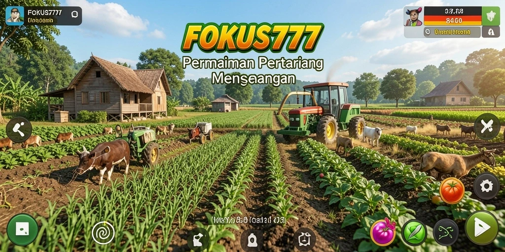 Tampilan gameplay menarik saat bercocok tanam di FOKUS777.