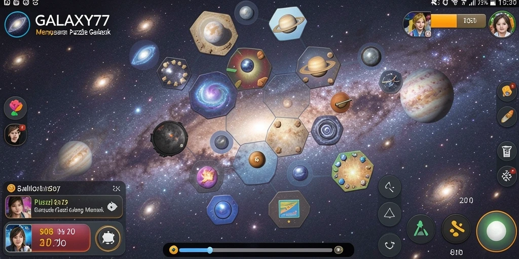 Tampilan gameplay GALAXY77 dengan potongan puzzle galaksi yang menantang.