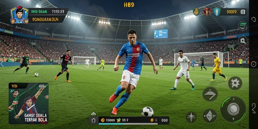 Tampilan gameplay H89 yang seru dan realistis dalam sepak bola.