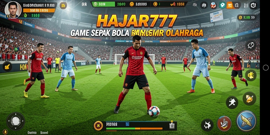 Screenshot menampilkan aksi seru dalam permainan sepak bola.