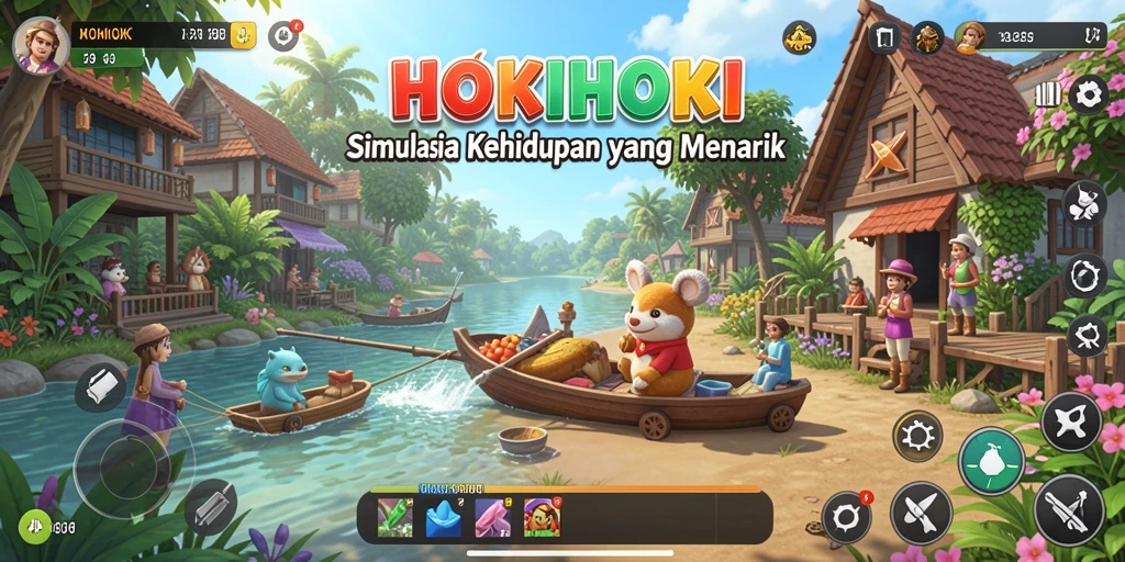 Screenshot gameplay HOKIHOKI menampilkan keseruan simulasi kehidupan.
