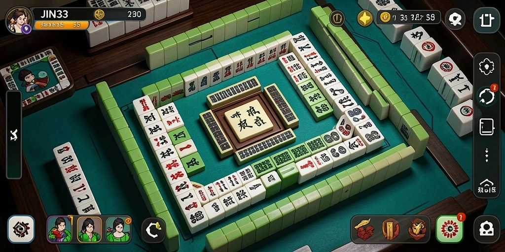 Screenshot permainan JIN33 menampilkan aksi seru dalam game Mahjong.