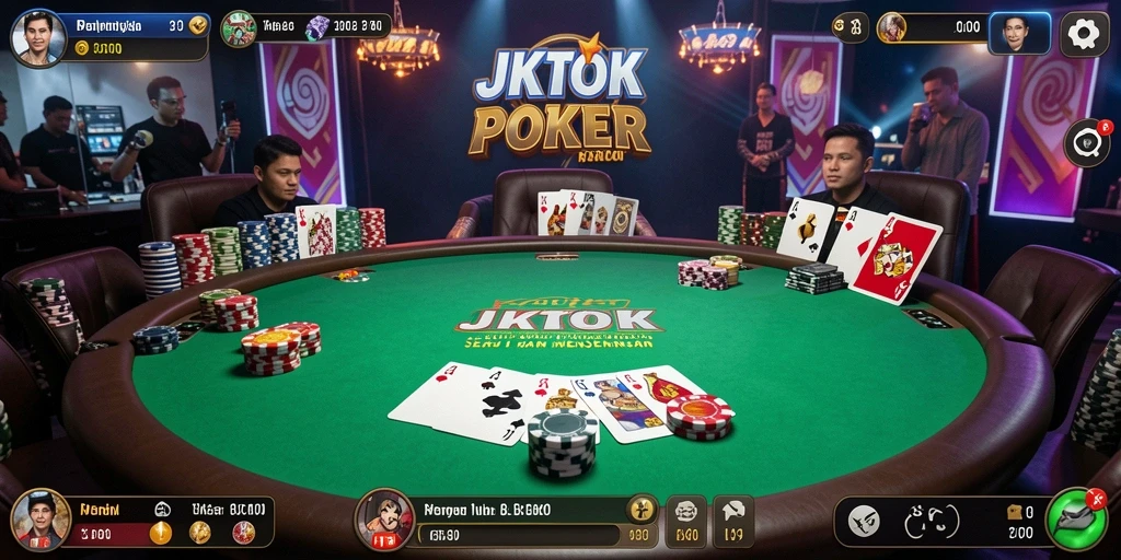 Screenshot utama JKTOK menampilkan gameplay Poker yang seru dan interaktif.