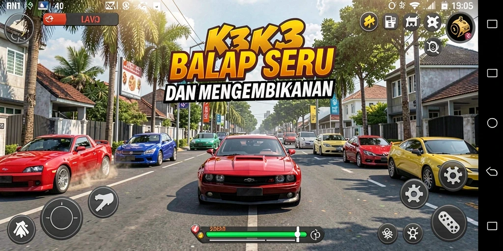Gameplay balap yang mendebarkan dengan trek yang menantang.