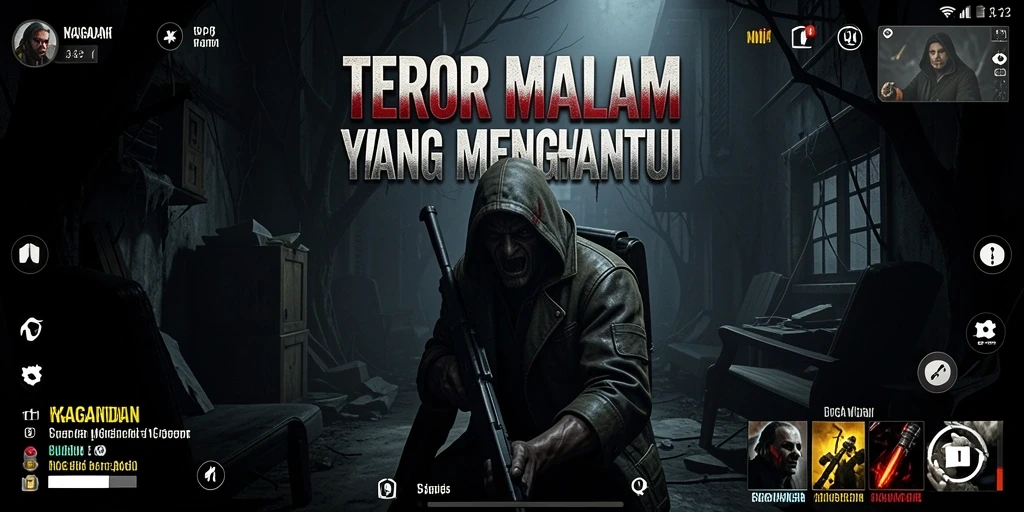 Screenshot gameplay KAGANDAN menunjukkan suasana menegangkan dan hantu mengerikan.