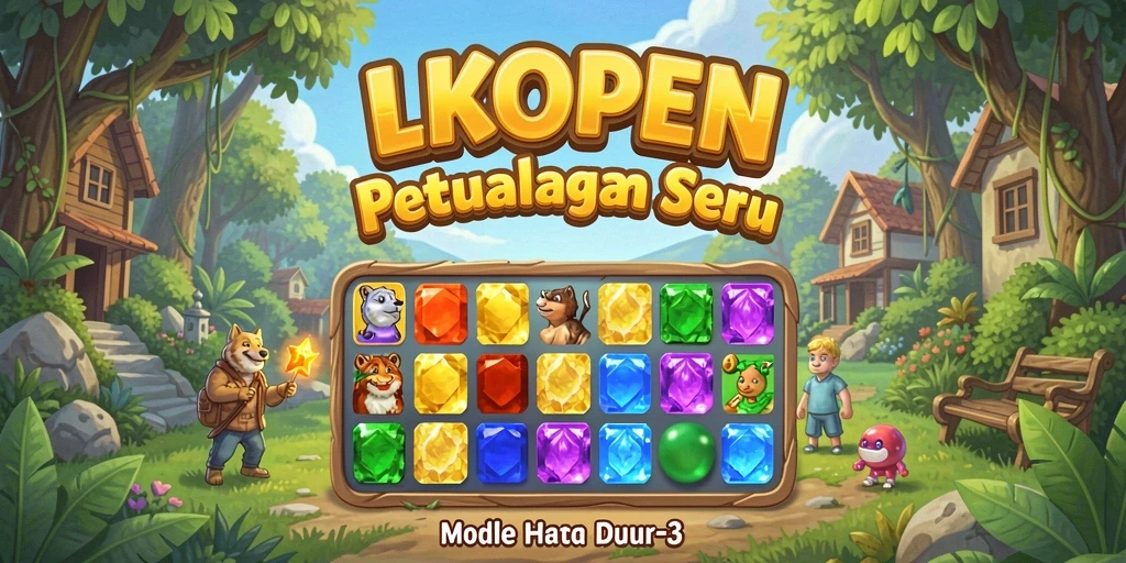 Tampilan menarik gameplay LKOPEN dengan kombinasi warna cerah.