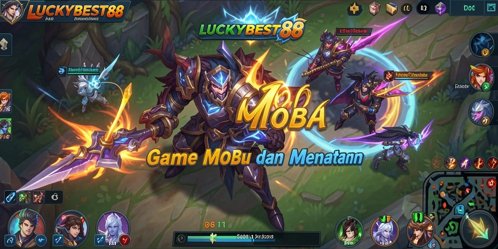 Screenshot utama LUCKYBEST88 menunjukkan aksi seru dalam permainan MOBA.