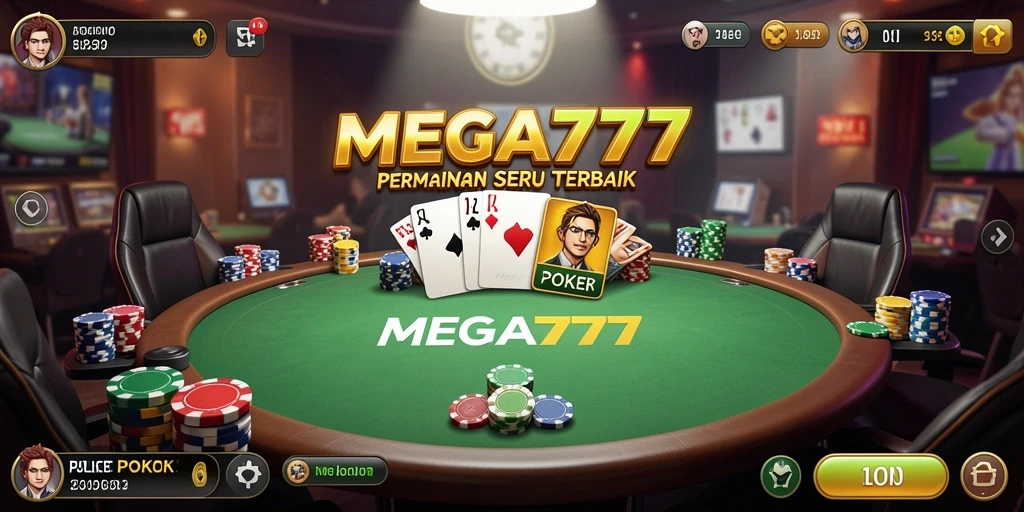 Tampilan seru gameplay Poker MEGA777 yang mendebarkan.