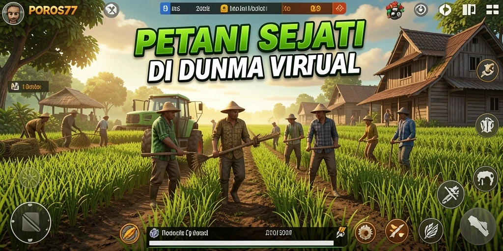 Tampilan menarik dari gameplay POROS77 dengan suasana pertanian.