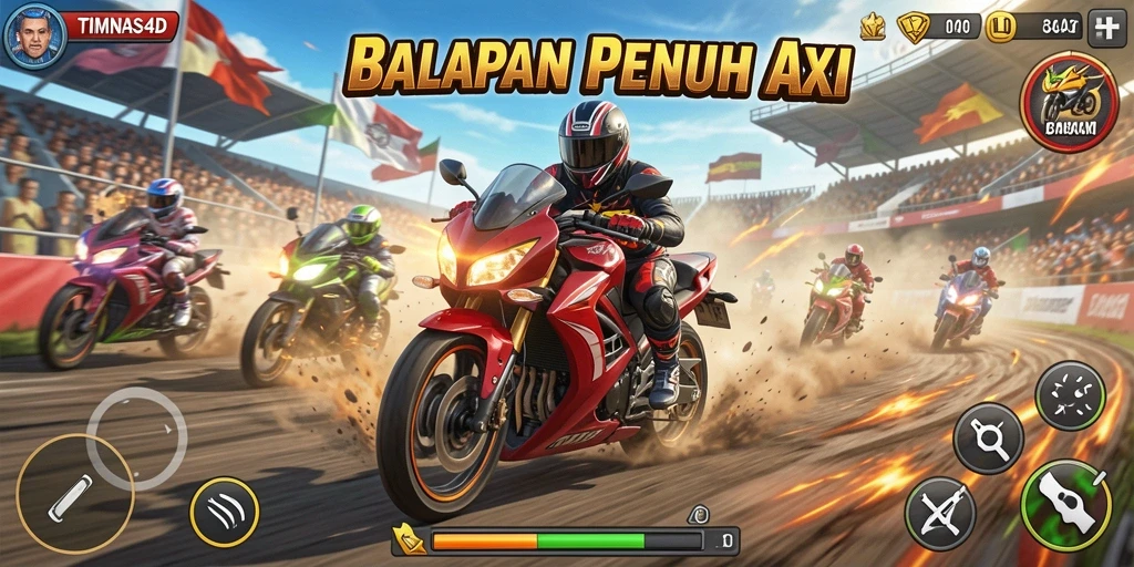 Gameplay seru dalam balapan motor penuh aksi.